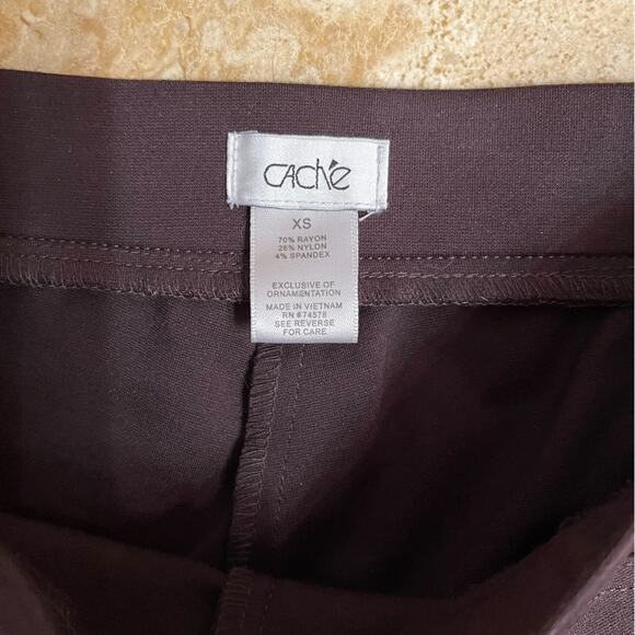 NEW Cache Brown Ponte Knit Equestrian Style Snap Cuff Riding Leggings  XS NWOT - Picture 13 of 15